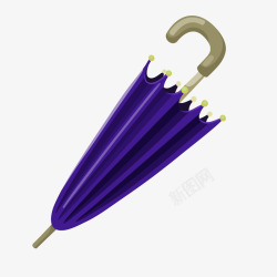 紫色质感卡通雨伞矢量图素材