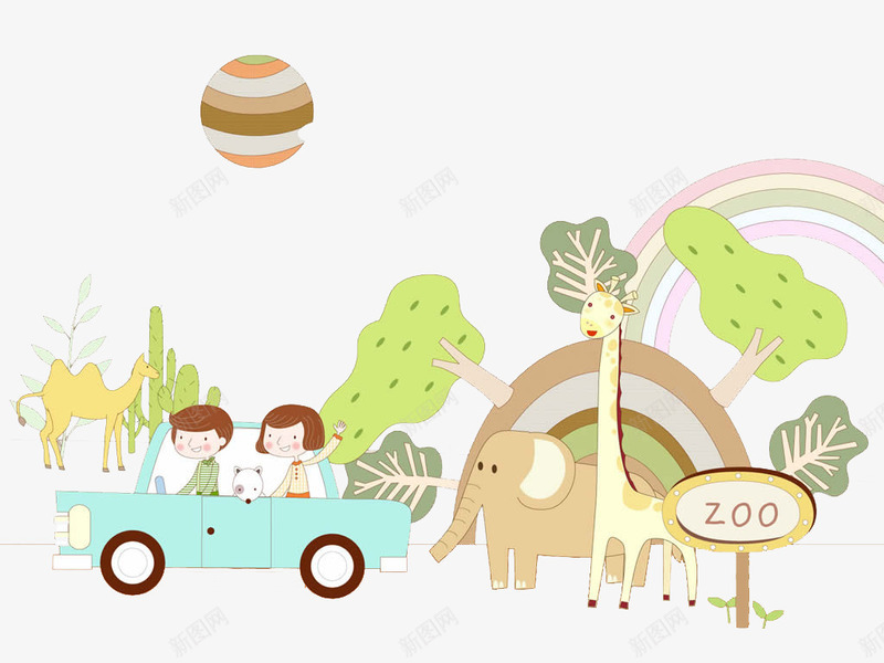 动物园游玩png免抠素材_88icon https://88icon.com 动物园 卡通 卡通图片 大象 长颈鹿