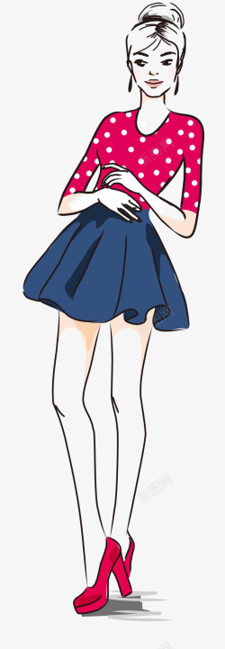 手绘线描线条时尚服饰走素材