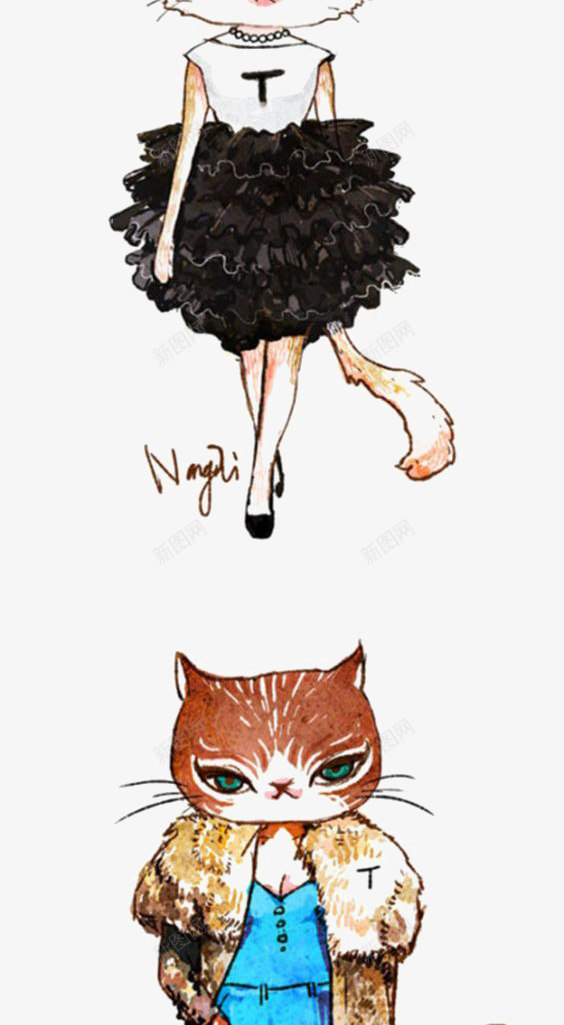 猫咪png免抠素材_88icon https://88icon.com 动物 卡通 宠物猫 手绘 礼服 红色裙子