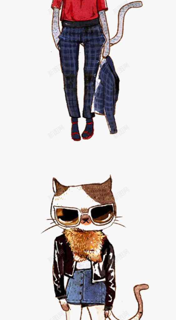 猫咪png免抠素材_88icon https://88icon.com 动物 卡通 宠物猫 手绘 礼服 红色裙子
