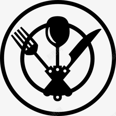 PSD厨房素材餐具在盘子图标图标