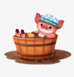 泡澡的小猪素材