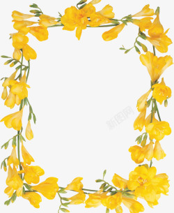黄色花朵长方形边框素材