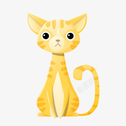 卡通手绘可爱黄色猫咪图矢量图素材