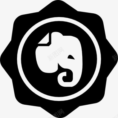 白色社会徽章大象图标图标