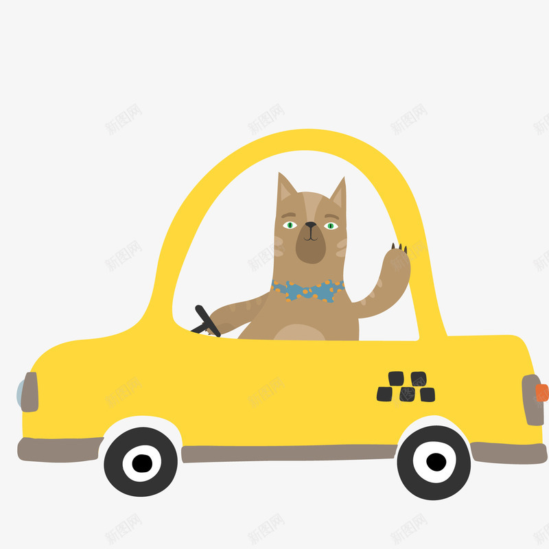 开车的猫咪矢量图ai免抠素材_88icon https://88icon.com 动物设计 卡通 开车 扁平化 手绘 猫咪 矢量图