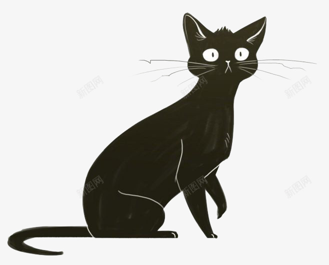 黑色猫咪png免抠素材_88icon https://88icon.com 卡通 可爱 大眼睛 手绘 水彩 猫咪 装饰 黑色