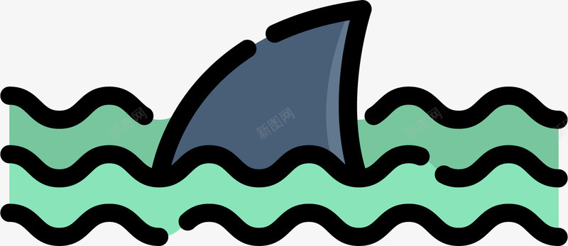 大海鲨鱼鳍icon矢量图图标图标