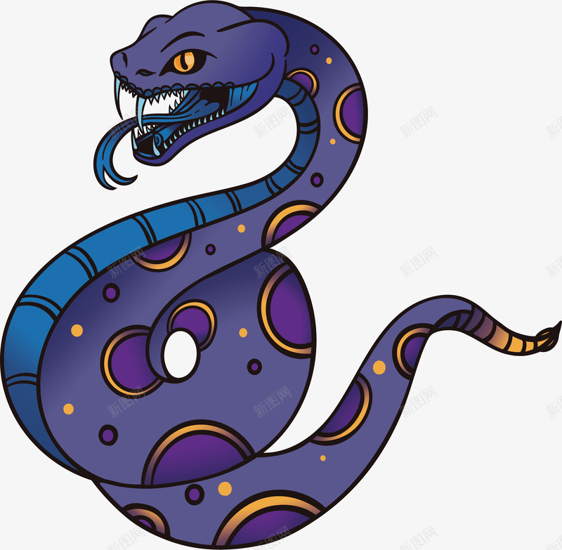蓝紫色眼镜蛇png免抠素材_88icon https://88icon.com 毒蛇 眼镜蛇 矢量素材 纹身图案