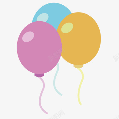 卡通生日气球彩色扁平化气球元素矢量图图标图标