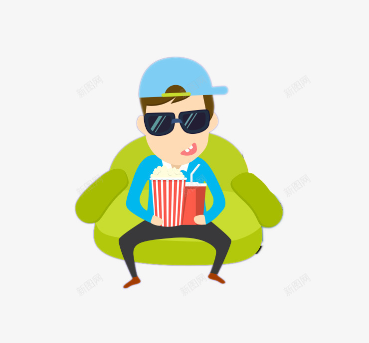 h5卡通人物吃爆米花png免抠素材_88icon https://88icon.com h5素材卡通人物 吃爆米花 看电影