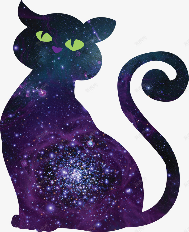 星空猫咪png免抠素材_88icon https://88icon.com 创意设计 图案设计 星空 猫咪