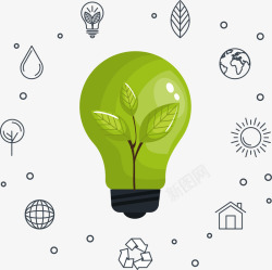 世界环境日绿色节能灯泡素材