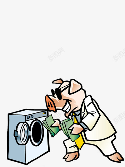 洗衣服的小猪png免抠素材_88icon https://88icon.com 动物 墨镜 彩色 洗衣机