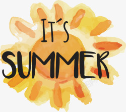 手绘水彩小太阳素材