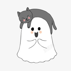 可爱的幽灵万圣节幽灵猫咪可爱装饰矢量图高清图片