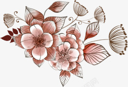 创意合成手绘水彩复古花卉植物造型素材