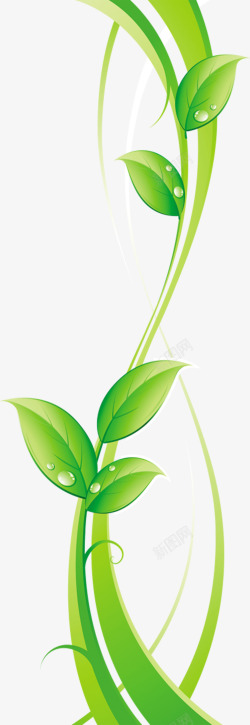 绿色清爽树叶植物卡通素材