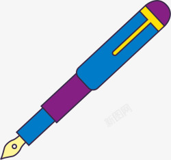 蓝紫色线条书写钢笔素材