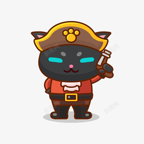 海盗猫咪png免抠素材_88icon https://88icon.com 卡通装饰 手枪 海盗 海贼 猫咪