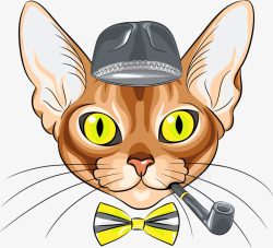 抽烟的猫咪素材