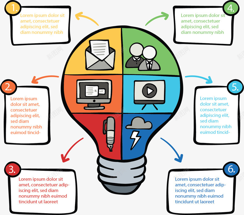 彩色拼图商务灯泡矢量图ai免抠素材_88icon https://88icon.com ppt图表 彩色灯泡 拼图灯泡 灯泡 灯泡图表 矢量png 矢量图
