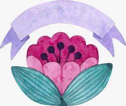 手绘水彩花卉装饰标贴矢量图素材