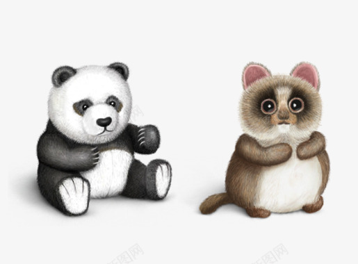熊猫两只可爱动物图标图标