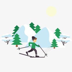 雪地里滑雪的人素材
