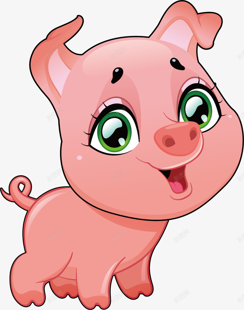 可爱的小猪矢量图ai免抠素材_88icon https://88icon.com 动物 卡通手绘 可爱 大眼睛 小猪 微笑 水彩 粉色 矢量图