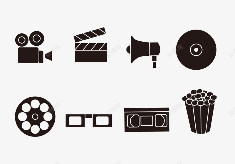 电影矢量图eps免抠素材_88icon https://88icon.com 投影仪 爆米花 电影院 矢量图