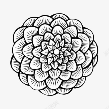 手绘线条花卉图标图标
