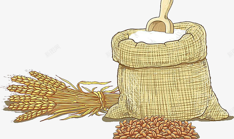 麦子手绘图png免抠素材_88icon https://88icon.com 小麦 面粉 麦子 麻袋