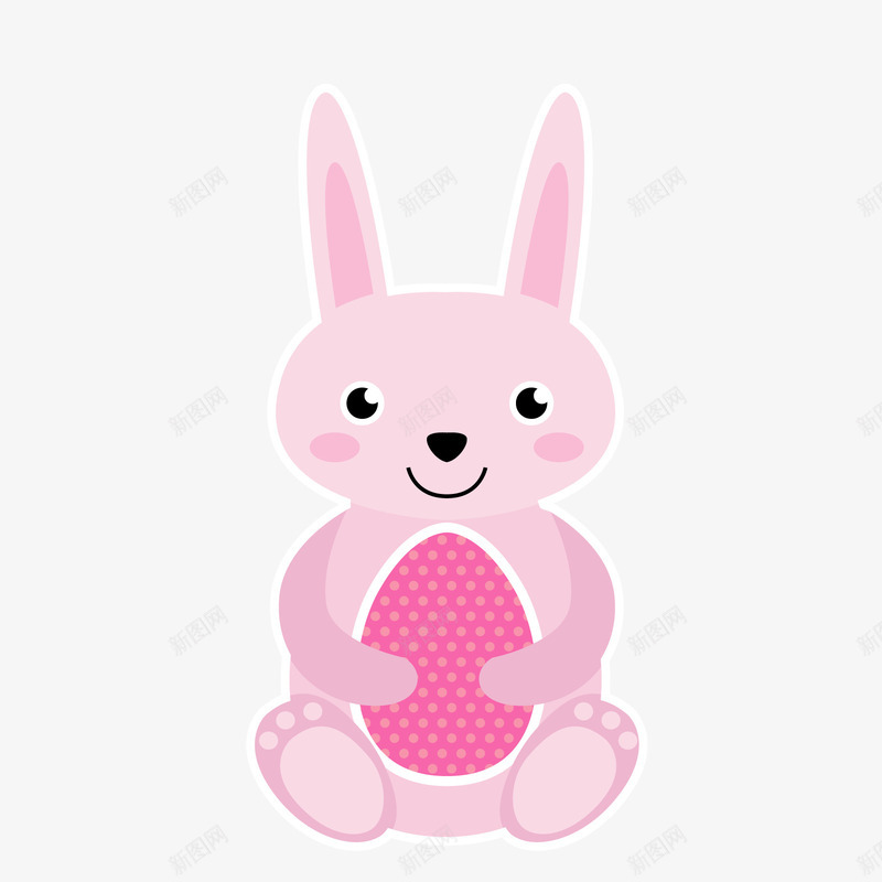 卡通抱着彩蛋的小兔子矢量图ai免抠素材_88icon https://88icon.com 动物设计 卡通 复活节 小兔子 粉红色 贴纸设计 矢量图