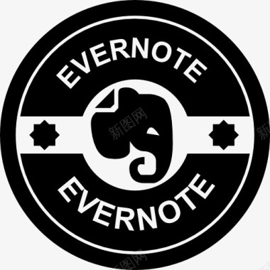 大象夫妇Evernote的复古徽章图标图标