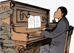 漫画钢琴演奏家弹奏素材