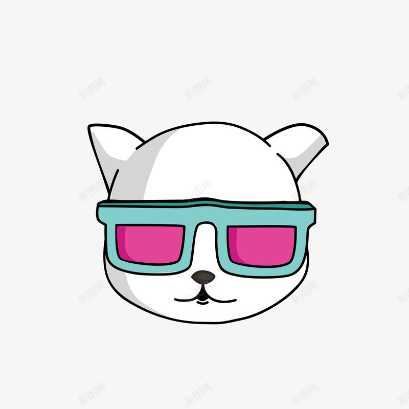 戴3D眼镜的猫咪矢量图eps免抠素材_88icon https://88icon.com 卡通 卡通可爱 可爱 可爱的猫咪 戴3D眼镜 猫咪 线条 黑色 矢量图