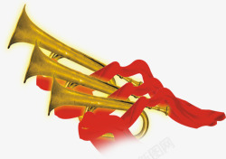 金色中国风喇叭丝带素材