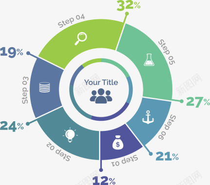 环形PPT标签环形数据占比图矢量图图标图标