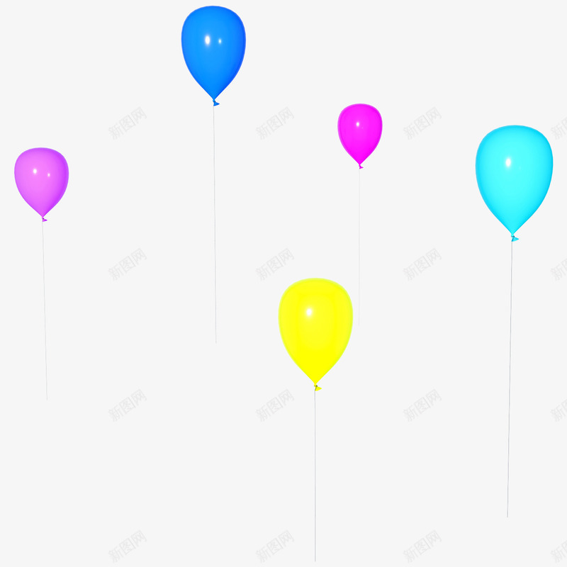 彩色光泽气球元素psd免抠素材_88icon https://88icon.com 光泽 双11 双十一 商务 彩色 气球 氛围 绳子 质感
