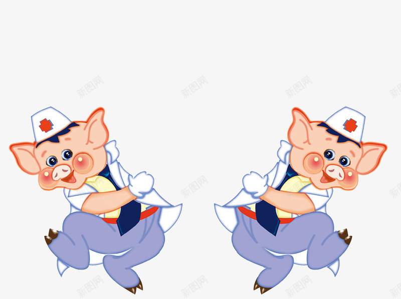 两只小猪png免抠素材_88icon https://88icon.com 医生 卡通 小猪 快乐