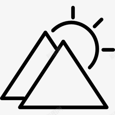 山的轮廓晴天符号轮廓三角山图标图标