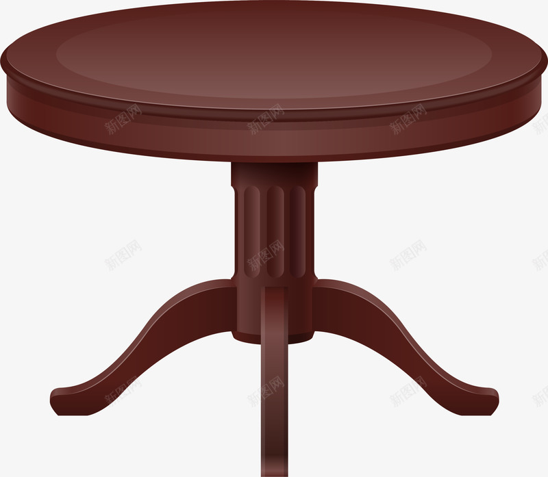 褐色实木圆桌家具png免抠素材_88icon https://88icon.com 圆桌 家具 家装节 装饰图案 褐色木桌 餐桌
