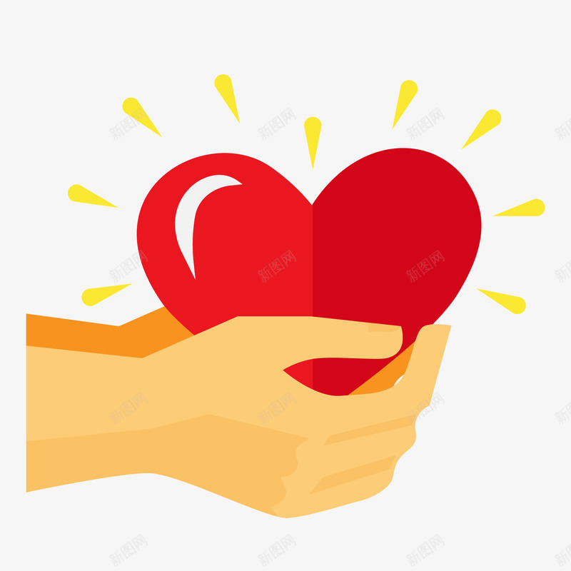 一副扁平化的手握红心图矢量图ai免抠素材_88icon https://88icon.com 光泽 心形 扁平化 手捧 手握红心 献爱心 矢量图