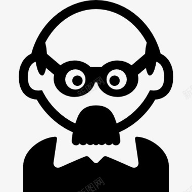 男男人秃顶小圆形眼镜和胡子图标图标