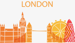 橘色英国伦敦海报矢量图素材