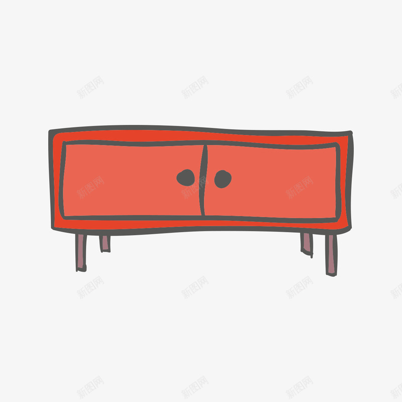 手绘柜子png免抠素材_88icon https://88icon.com 图示 家具 手绘图 插图 柜子 简图 红色柜子
