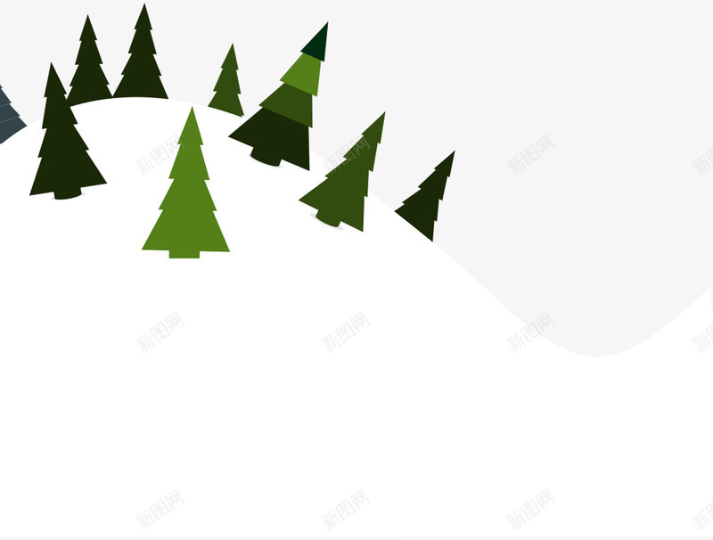 白色雪地和圣诞元素png免抠素材_88icon https://88icon.com 剪影 绿色树