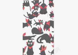 黑色猫咪背景装饰图案素材